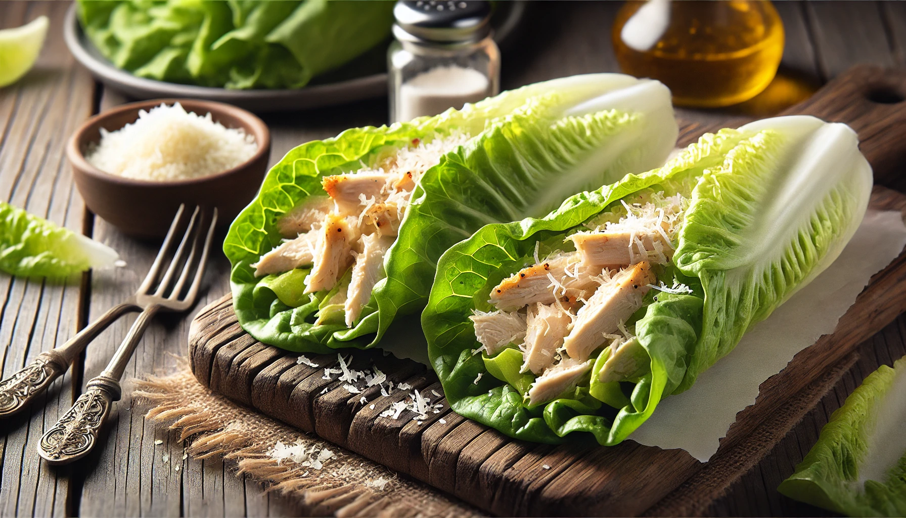 Wrap de Lechuga con Pollo y Parmesano con Vinagreta César San Jorge